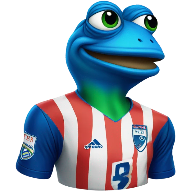 blue pepe frog in soccer jersey emoji