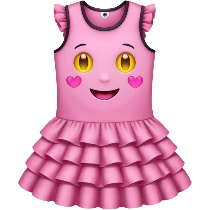 cute kawaii dress with happy smiling face and sparkles emoji style emoji