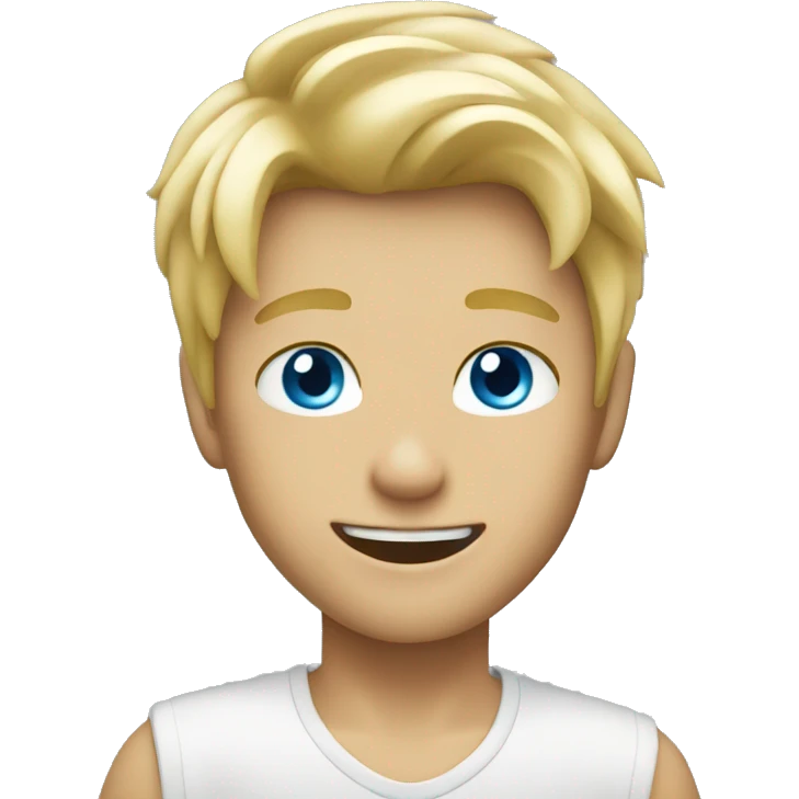blond boy blue eyes dancing emoji