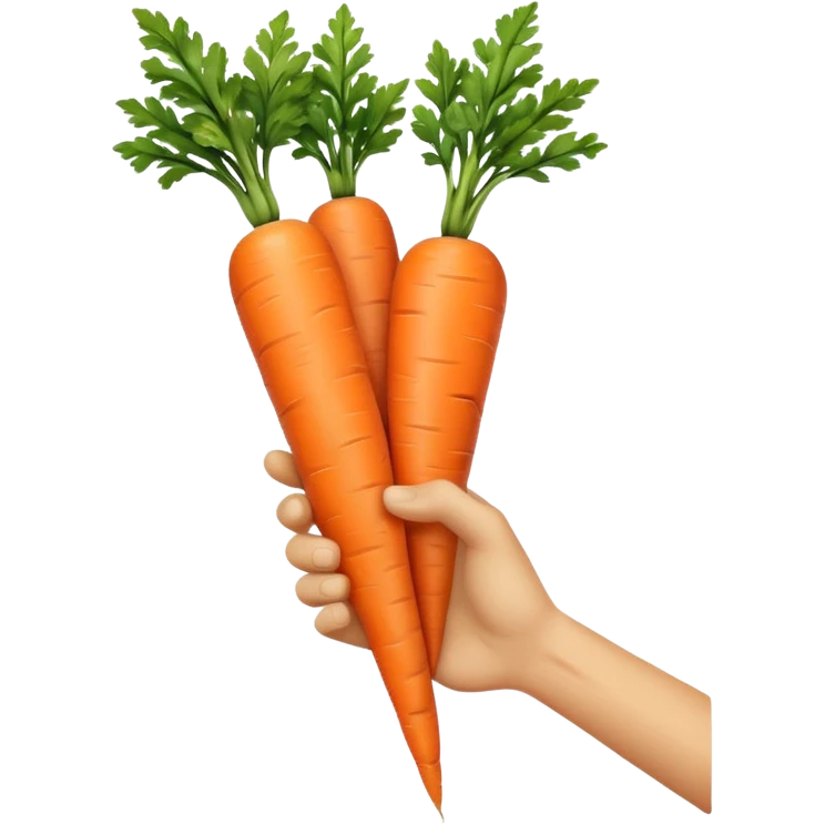 beige skin colored hand holding a long skinny carrot emoji