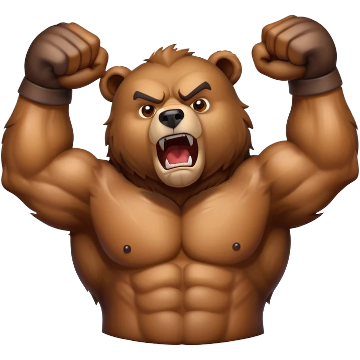 Angry Bear flexing muscles  emoji