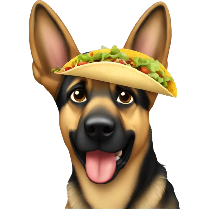 German Shepard eating a taco emoji