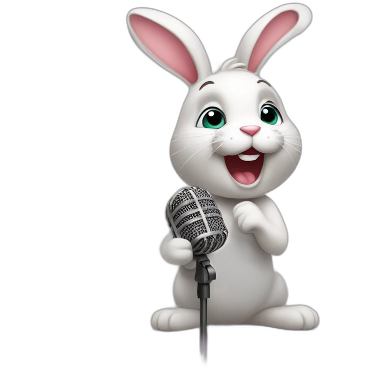 kind bunny singing at the mic emoji