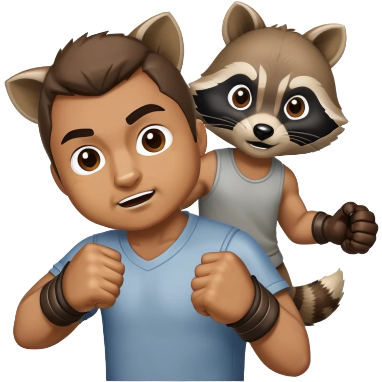 Man punching a raccoon  emoji