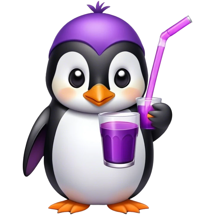 penguin drinking a purple juice  emoji