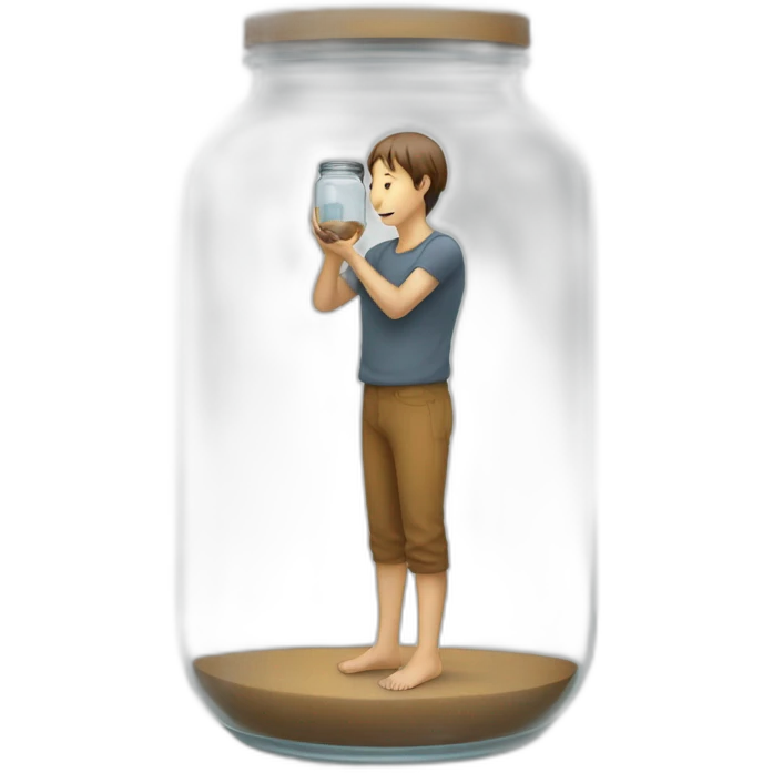human standing over an ((empty transparent jar)),only legs visible emoji