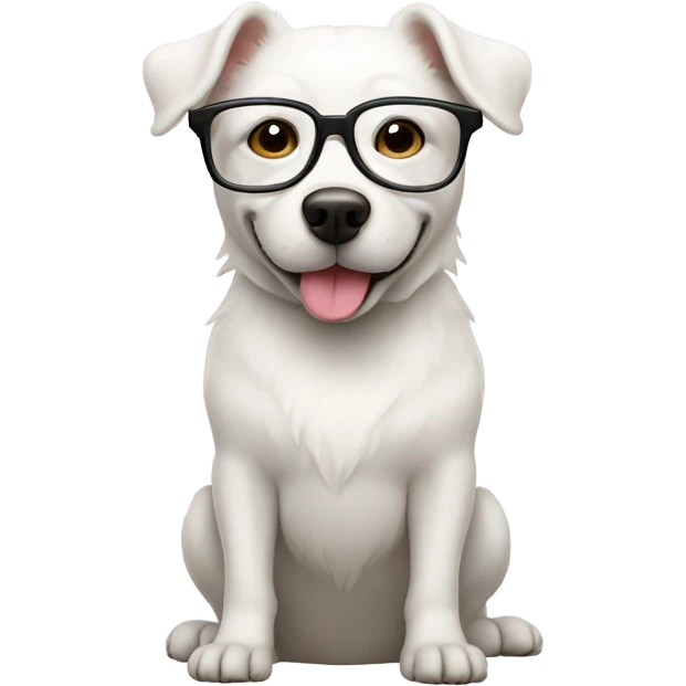 white dog with glasses emoji