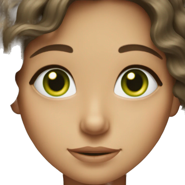 Brunette girl with wavy hair and green eyes emoji