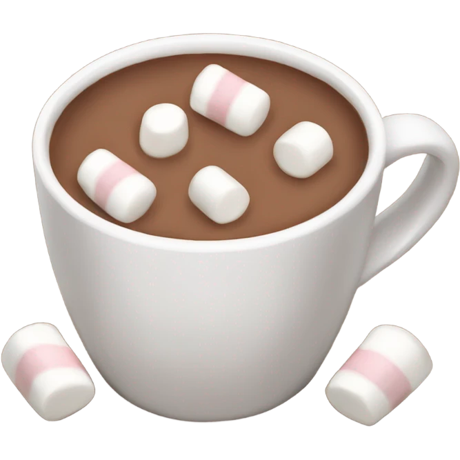 Light brown mug of hot chocolate with marshmallows  emoji