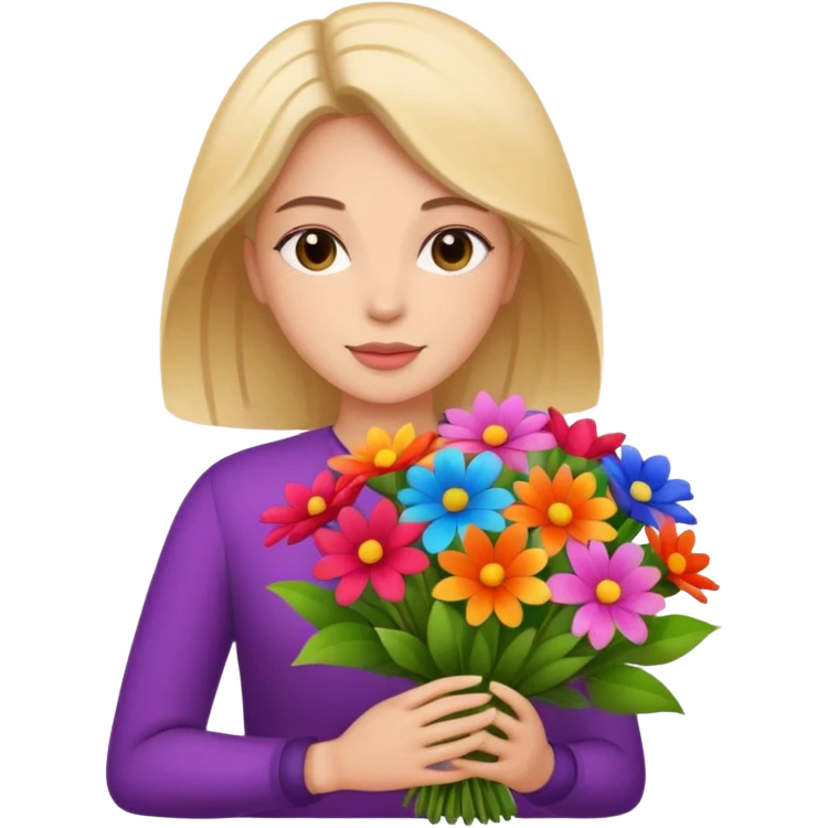 woman with big bouquet of flowers emoji