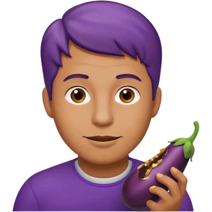 A man shoving an eggplant down his throat emoji