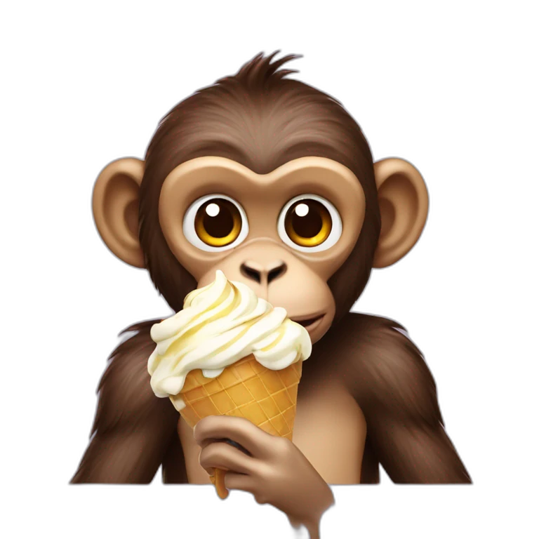 Monkey eat ice-cream emoji