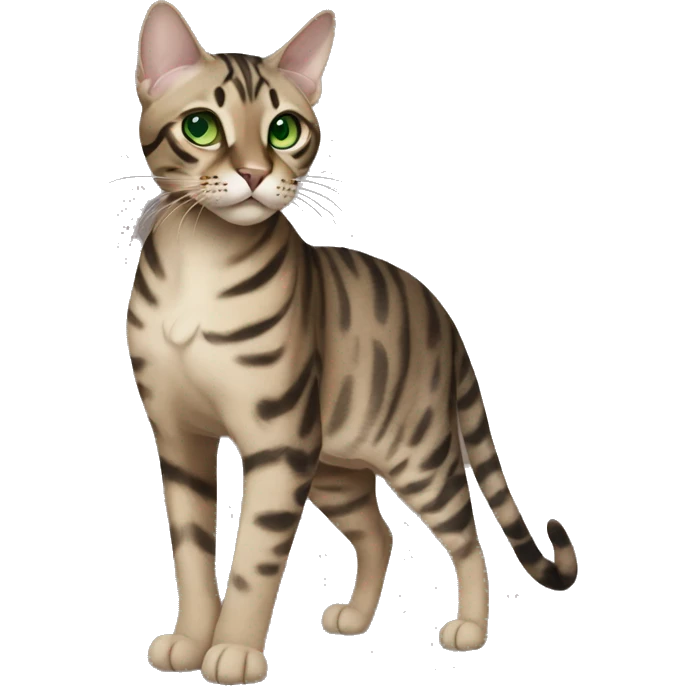 Sepia charcoal Bengal cat with Green eyes standing emoji
