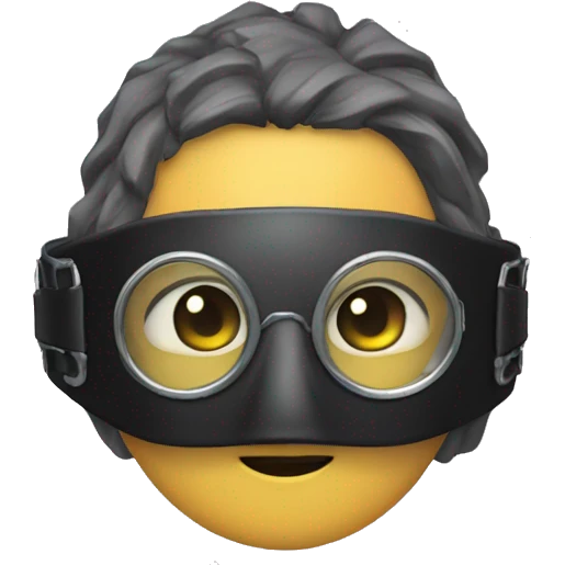 black elastic head mask with metal goggles emoji