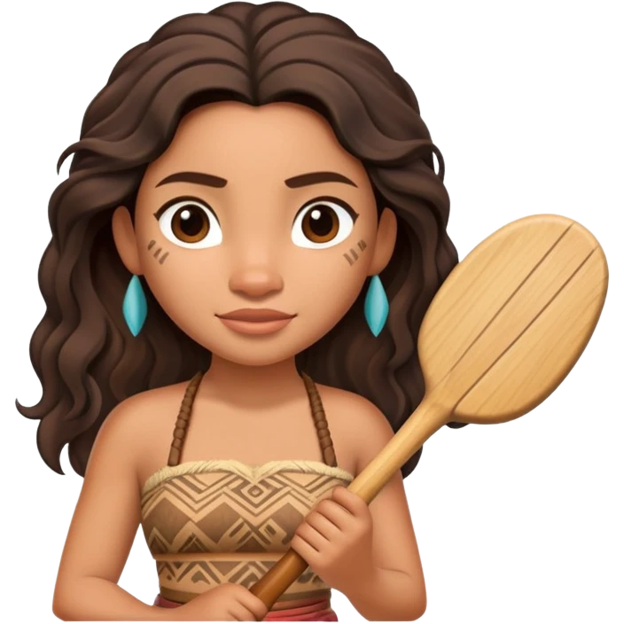 Moana standing holding a paddle emoji