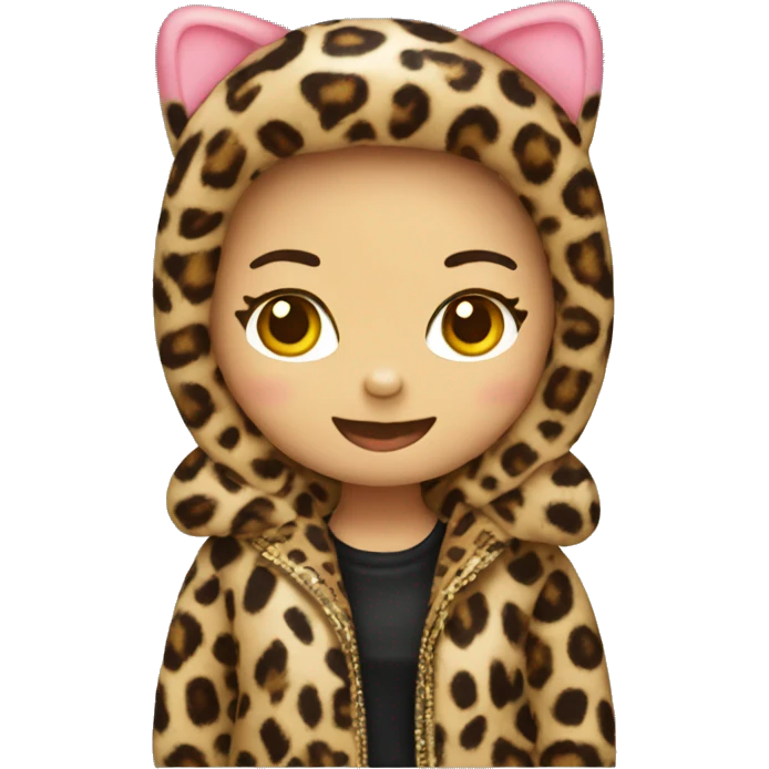 hello kitty with a leopard jacket  emoji