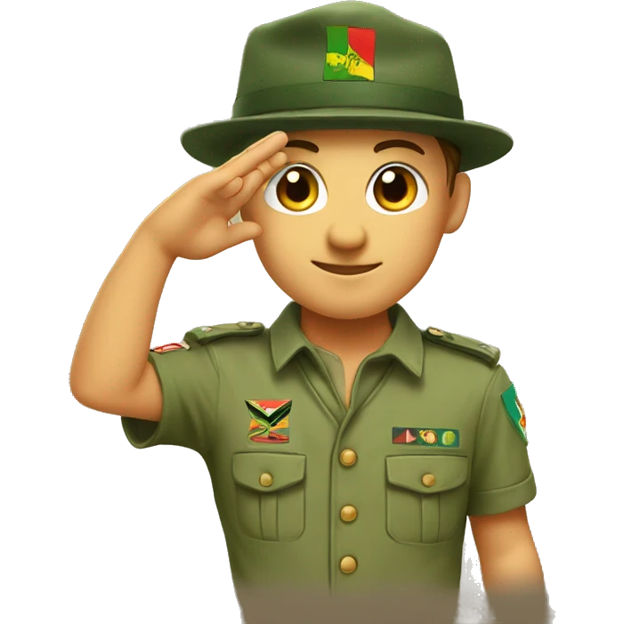 Zimbabwe scout salute with short and short sleeve as well as cub cap emoji