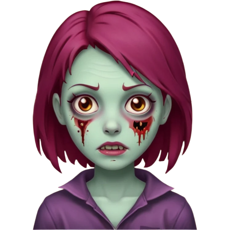 zombie girl with burgundy hair and brown eyes  emoji