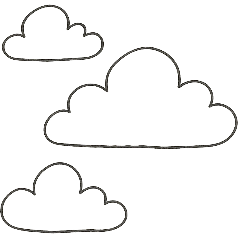 hand-drawn outlined simple minimal clouds emoji