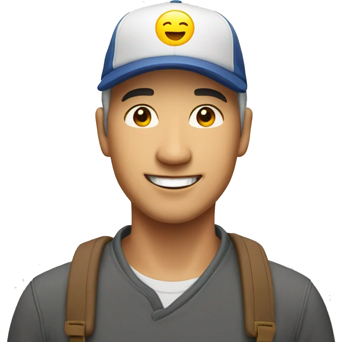 smiling asian man with cap emoji