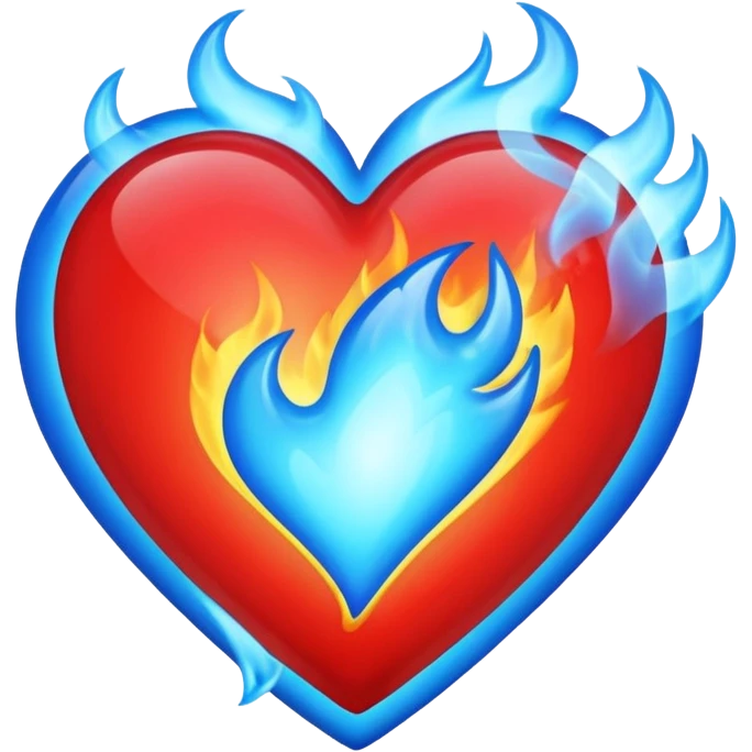 red heart with blue fire emoji