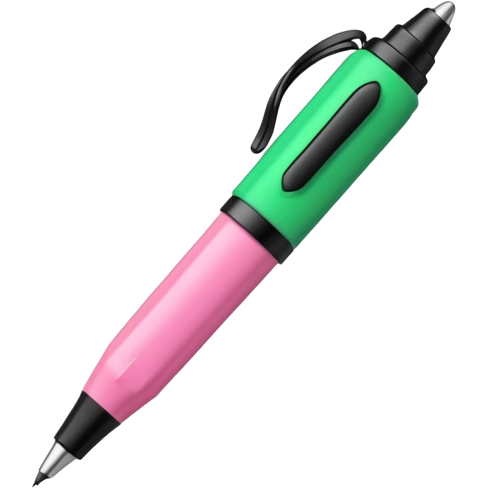 chunky pink and green pen emoji