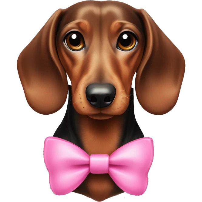 black and brown dachshund with pink bows on ears emoji