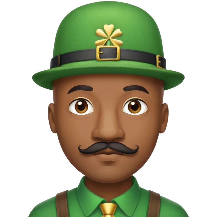 Bald black man with mustache st Patrick’s day emoji