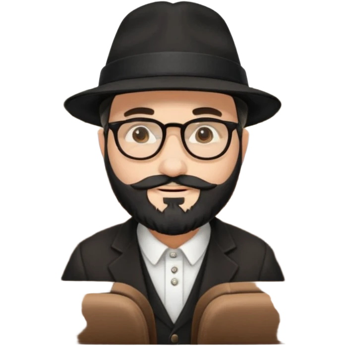 rabbi with a black hat, glasses, and blackish beard on airplane  emoji