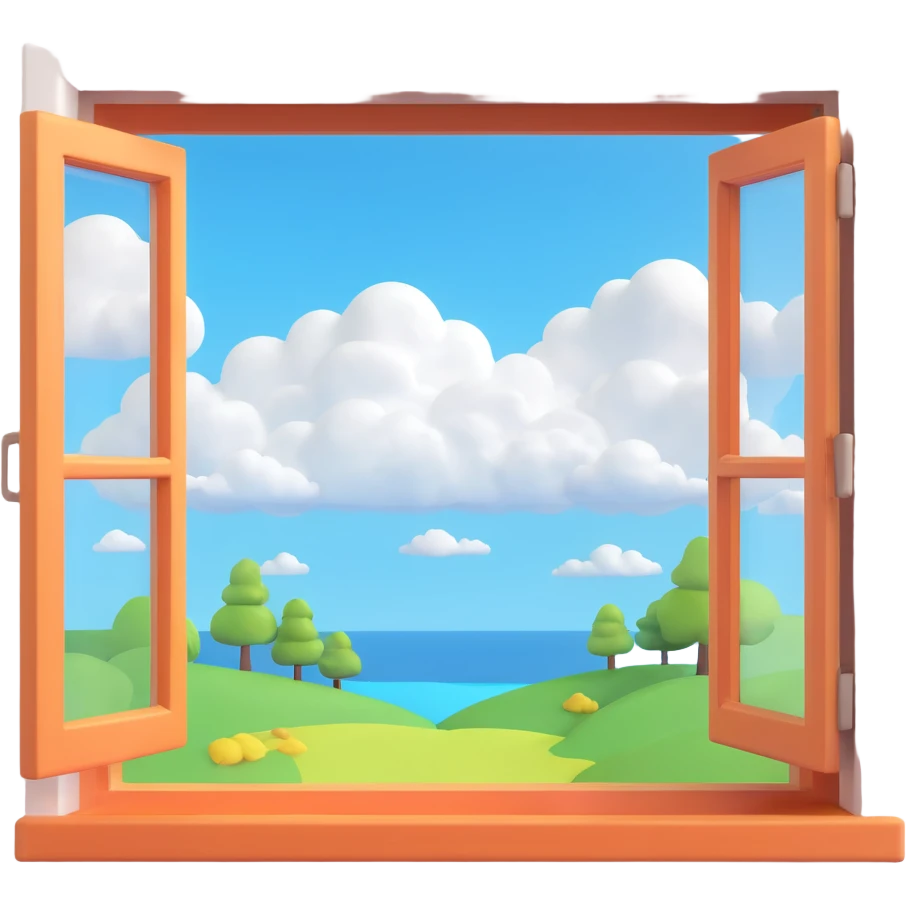 a big full width/height window with a idyllic scenery skylight and clouds visible emoji