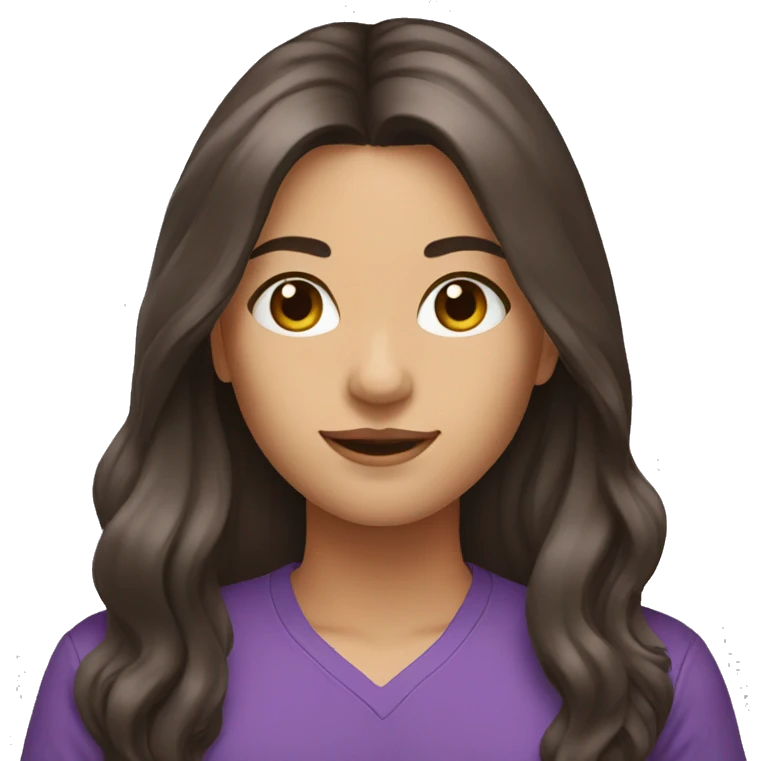 brunette long hair purple shirt emoji