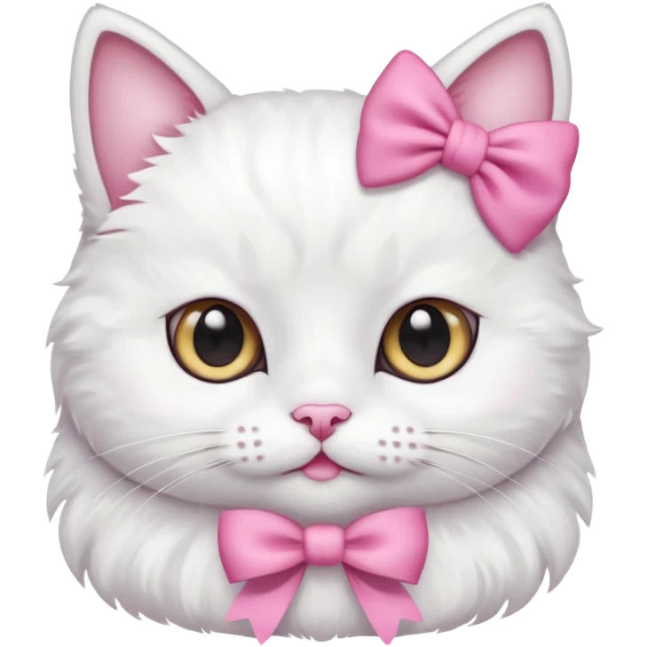 A cute white cat with a pink bow on her head emoji