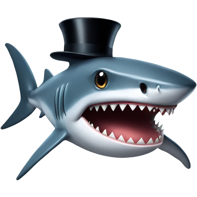 Shark with a top hat emoji