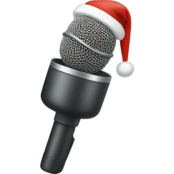 microphone, christmas hat emoji