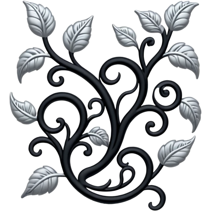 Black and silver filigree vine design, 3D, extremely detailed design emoji