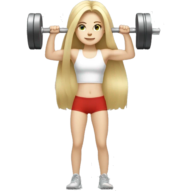 Pale girl with long blondehair lifting weights emoji