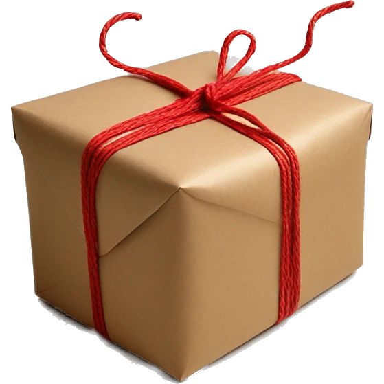 Gift with kraft wrapping paper tied with red twine emoji