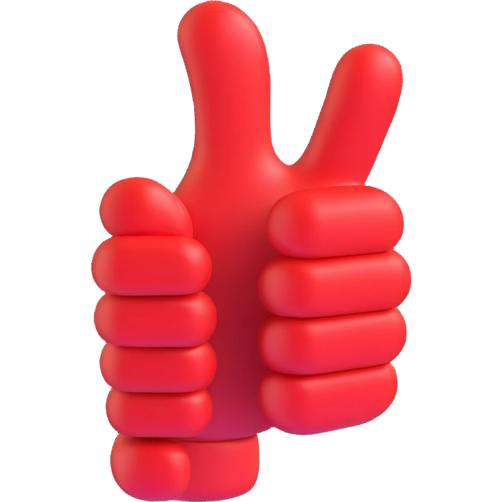 A 3D thumbs up emoji, Microsoft Fluent style, red color emoji