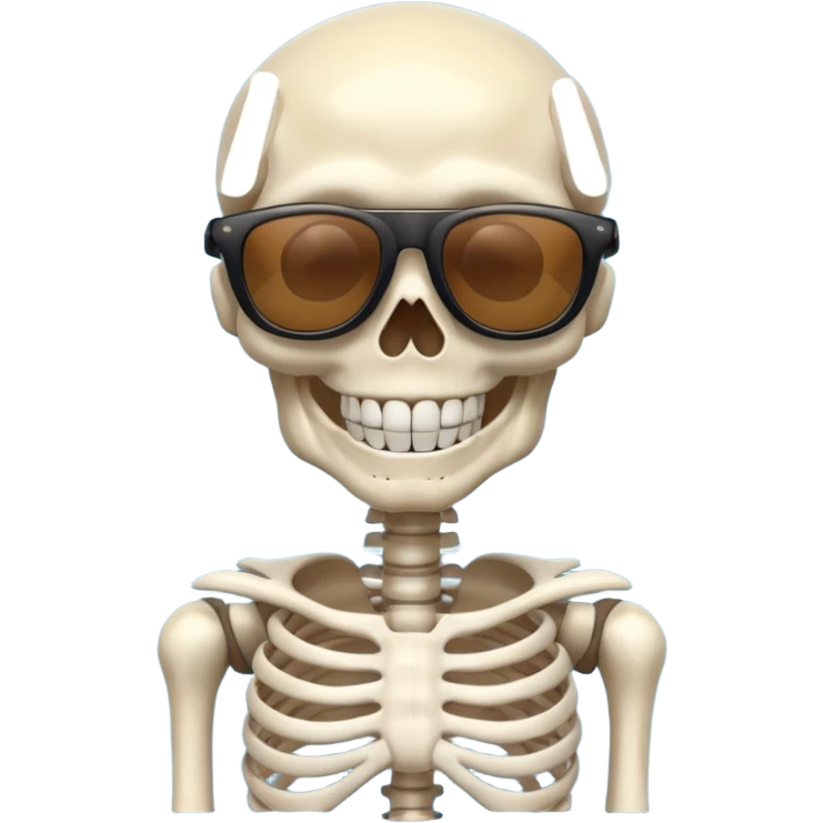 cool skeleton smiling like a rockstar with suntglases emoji