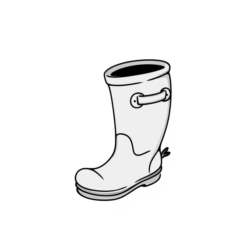 Rubber rain boots/wellington boots in pastel colors (dd9fb0, ffc6d3, a3bfc9, c4bee2, f1b091), hand-drawn doodle style emoji