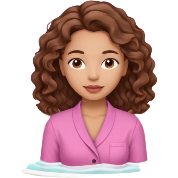 lightskin girl having a spa day with and pink shirt and brown wavy hair  emoji