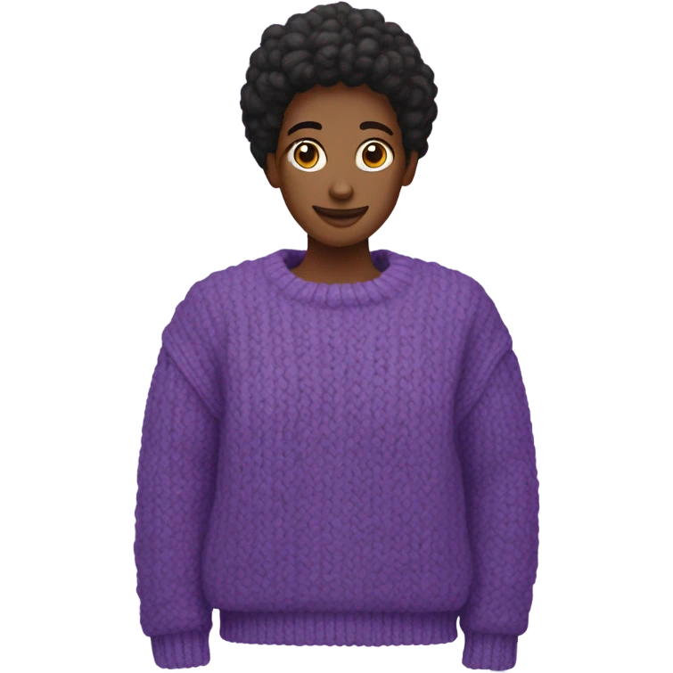 Purple cropped oversize wool sweater, isolated emoji