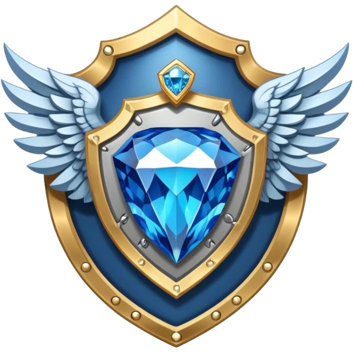 Shield with wings and a big blue diamond in the center and VIP label emoji