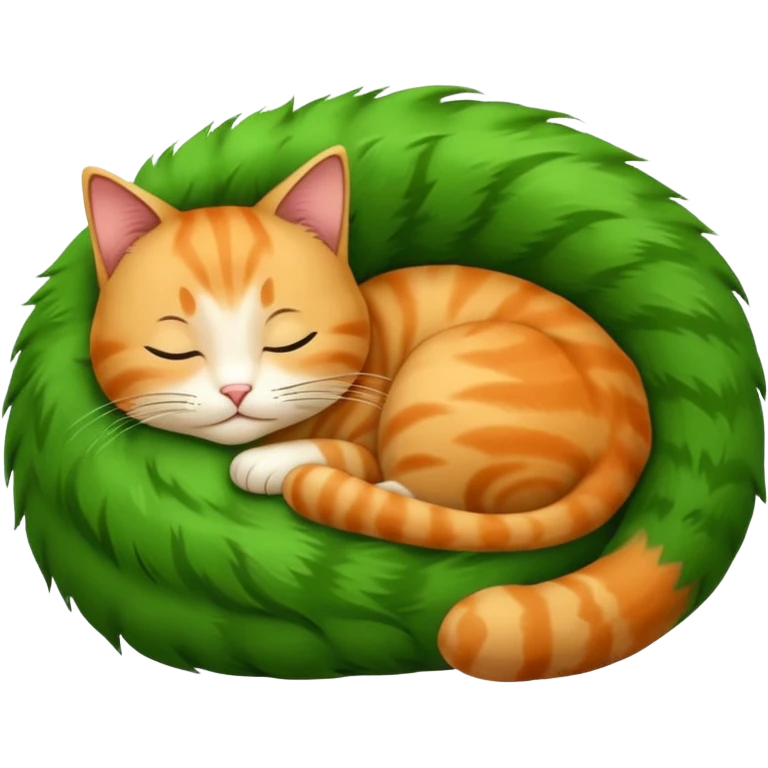 Curled Sleeping Cat green emoji