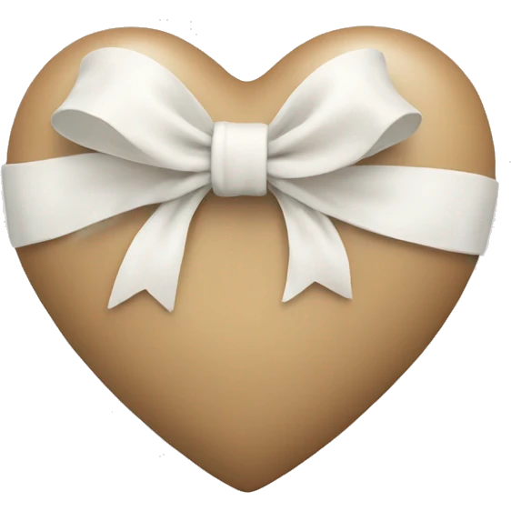 beige heart with white bow emoji