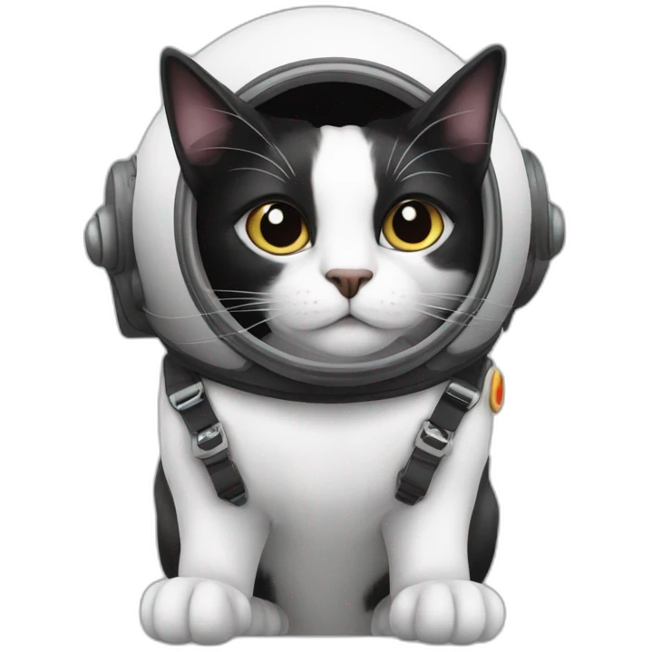 black and white cat piloting an aiplain emoji