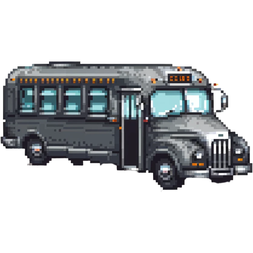 vintage greyhound coach bus from 1950s, pixel art style emoji