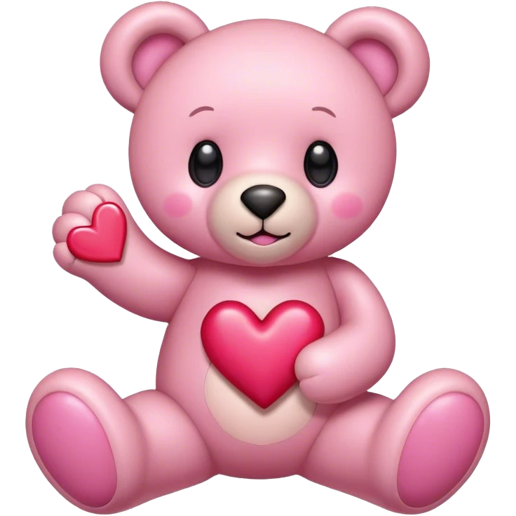 pink cute teddy bear sending hearts and love emoji