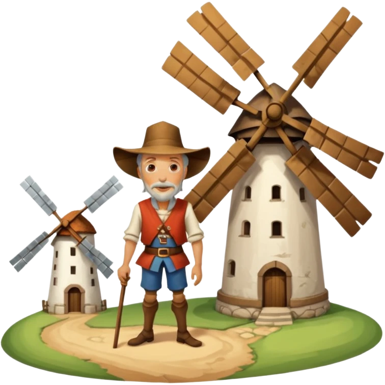 Don Quixote tilting at windmill emoji