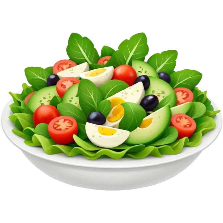 Salad community avatar in clean style illustration. Classic salads like Olivier, Greek or Tashkent, vibrant greens and colorful ingredients, simple shapes, flat design, high contrast, fresh and inviting. emoji